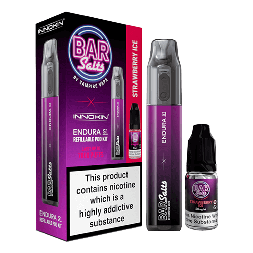 A vape kit bundle including an Endura S1 pod kit and 10ml nic salts from Bar Salts