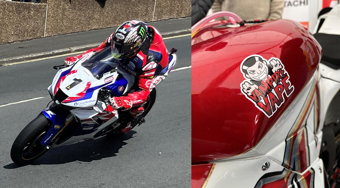 Vampire Vape John McGuiness Sponsorship TT Races Isle of Man