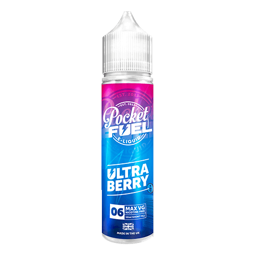 50ml bottle of Pocket Fuel Ultra Berry flavour shortfill vape liquid